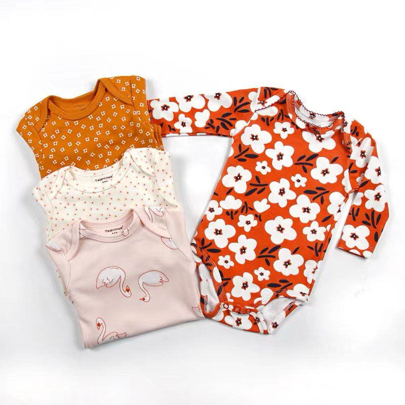 Pack de 4 bodys Flores, talla 6 meses
