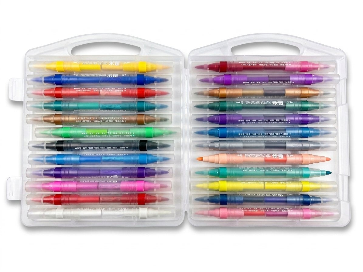 Marcadores Acrílicos con Glitter y Punta Pincel – Set de 48 Colores