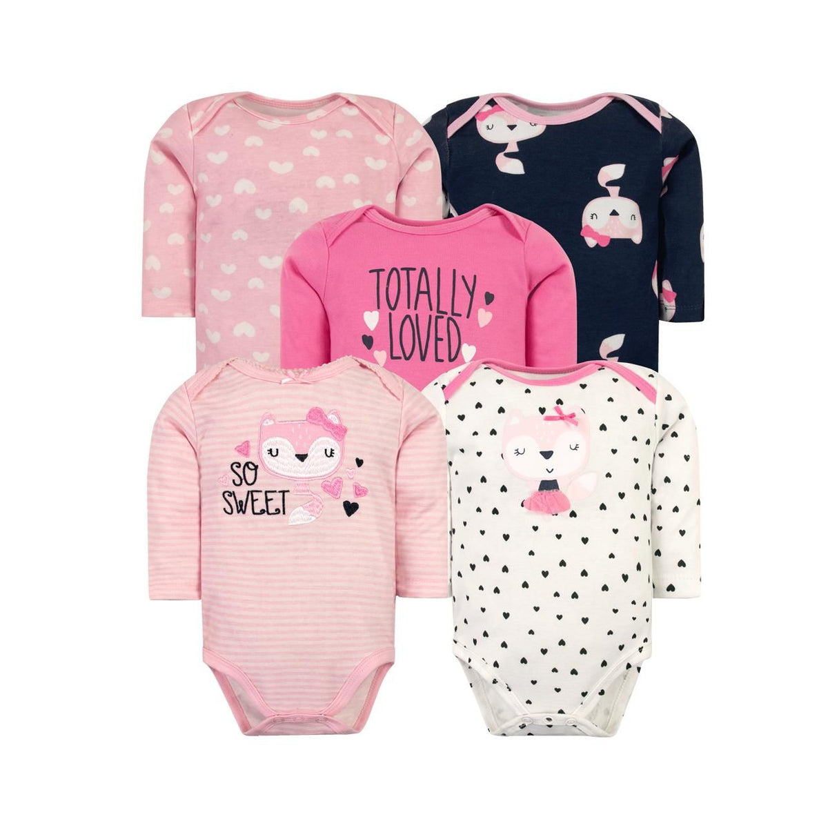 Pack de 5 bodys Zorrita, 6 meses