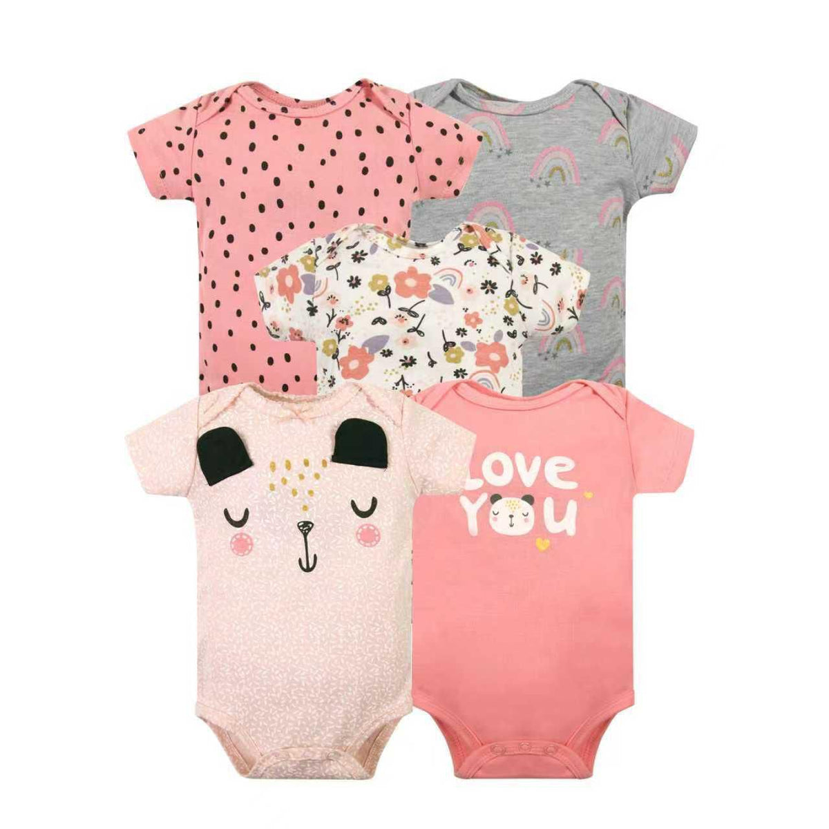 Pack de 5 bodys Osita, talla 18 y 36 meses